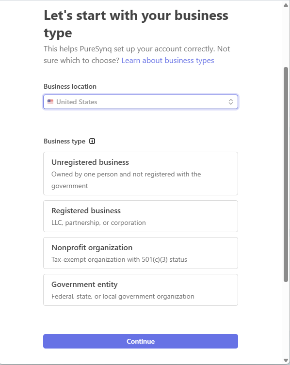 Business location and type