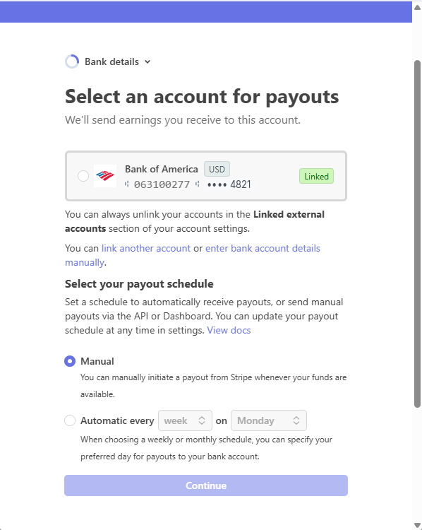 Payout schedule