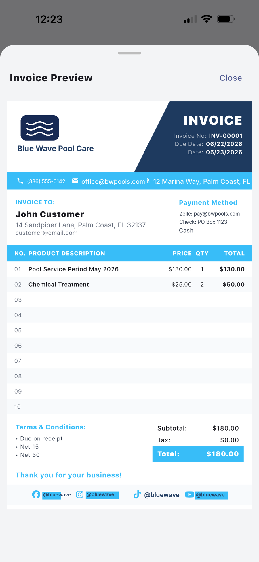 PureSynq invoice