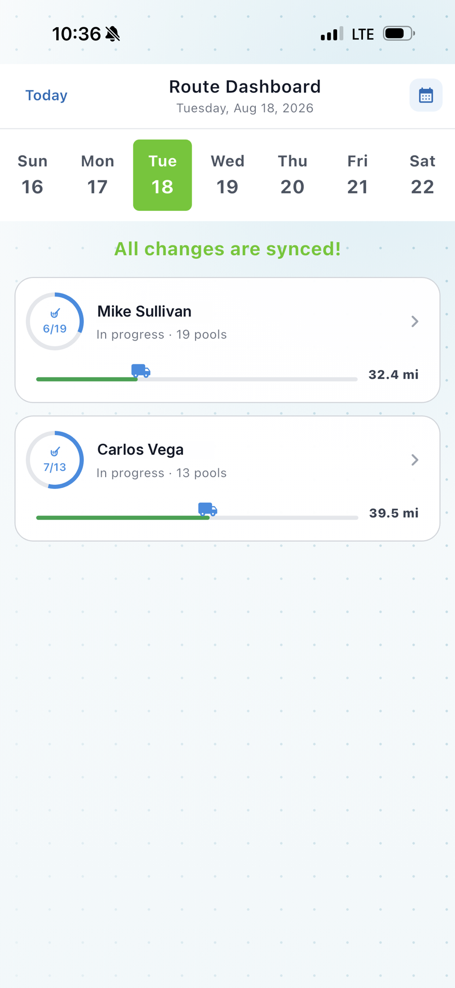 Route dashboard