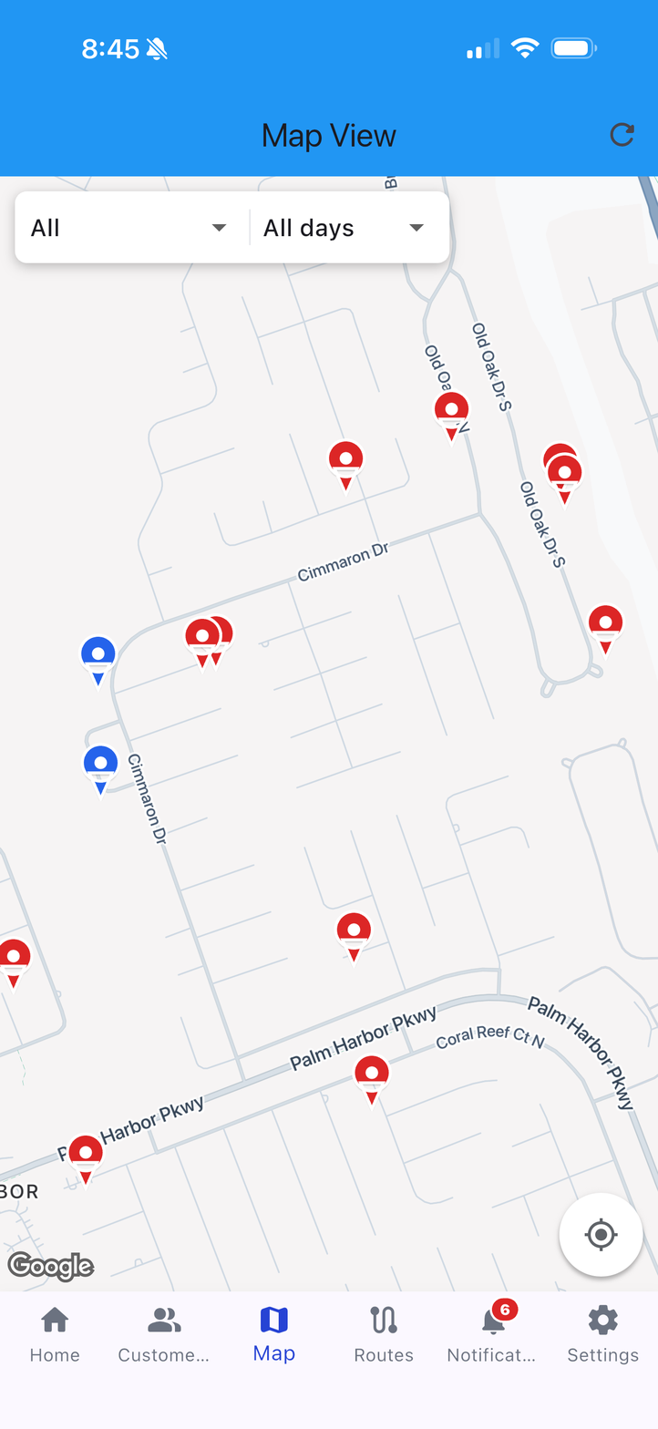 The same route on the map